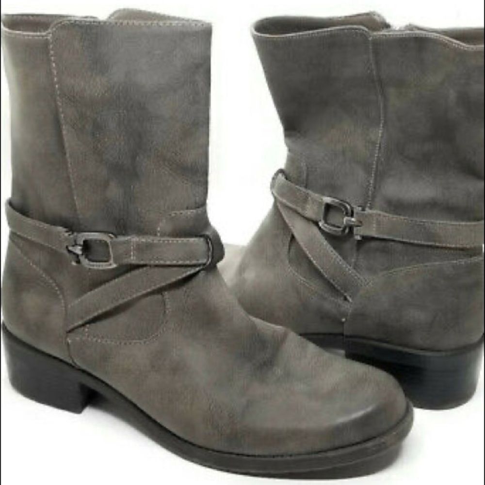 ANNE Klein womens iFlex Marbled Gray Buckle Lyonya Boots sz 8